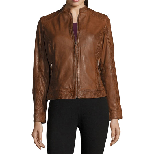 Genuine-Biker-Brown-Cognac-Leather-Jacket-Women