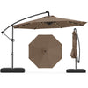 10 FT Solar Offset Hanging Umbrella Patio Cantilever Umbrella with 32 LED Lights Brown