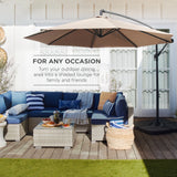 Best Choice Products 10ft Offset Hanging Outdoor Market Patio Umbrella w/ Easy Tilt Adjustment - Tan