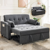 3 in 1 Convertible Sleeper Sofa Bed, Corduroy Futon Couches with Pull-Out Bed, Adjustable Backrest, Charging Port & Side Pockets, Modern Upholstered Sofa for Living Room, Guest Room