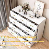 Ktaxon 6 Drawer Double Dresser Wood Dresser Storage Cabinet Drawer Organizer Chest Of Drawers, White