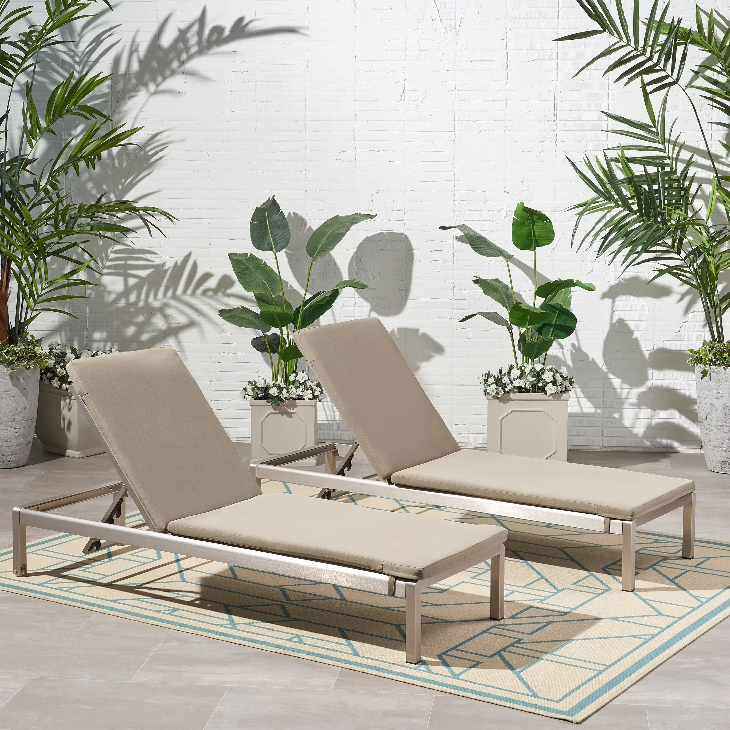 Cape Coral Outdoor Chaise Lounge with Cushion (Set of 2) by