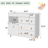 OXYLIFE 45" Baby Nursery Changing Table Dresser with 4 Drawers and Shelf for Nursery Room, White