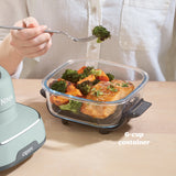 Ninja Crispi 4-in-1 Portable Glass Air Fryer Cooking System, 4-Qt & 6-Cup Containers, Cyberspace