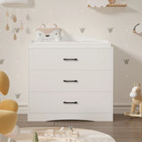 OXYLIFE 45" Baby Nursery Changing Table Dresser with 4 Drawers and Shelf for Nursery Room, White
