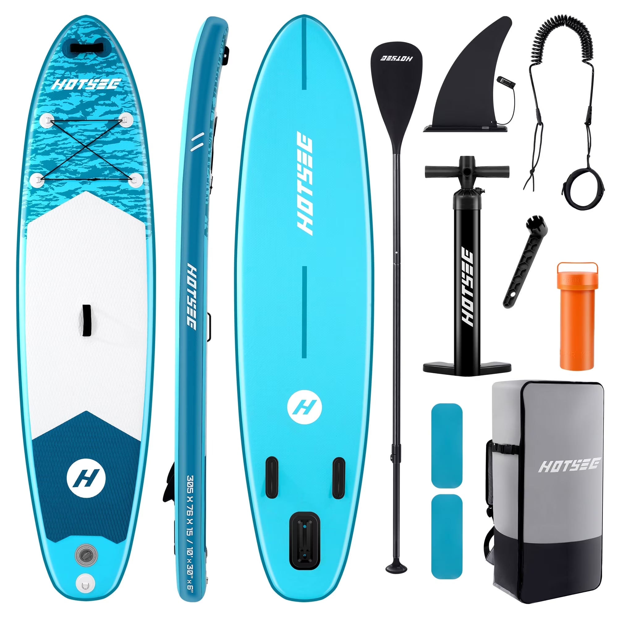 10' Inflatable Stand up Paddle Board 6'' Thick SUP Paddle Board with Accessories for Fishing, Non-Slip Deck, Double Action Pump