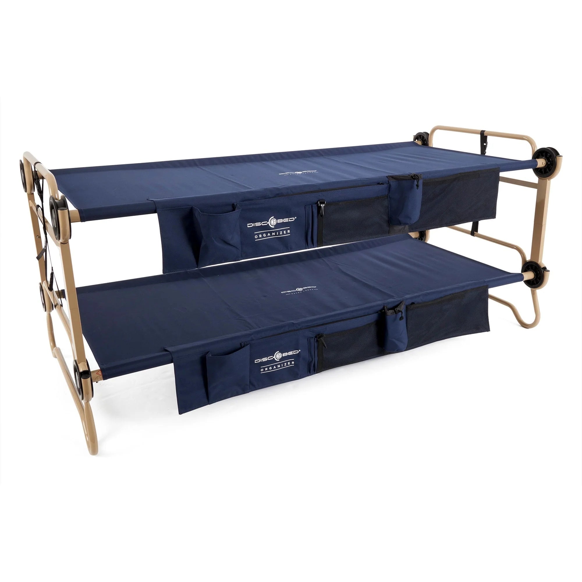 Disc-O-Bed XL Cam-O-Bunk Benchable Double Cot with Storage Organizers, Navy