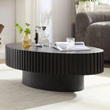 FFH 43.7 inch Oval Coffee Table for Living Room,Handcraft Rustic Corner Coffee Table Nature Wood Relief Sturdy Pedestal for Apartmen,Side Table Centre Table,Nature Wood