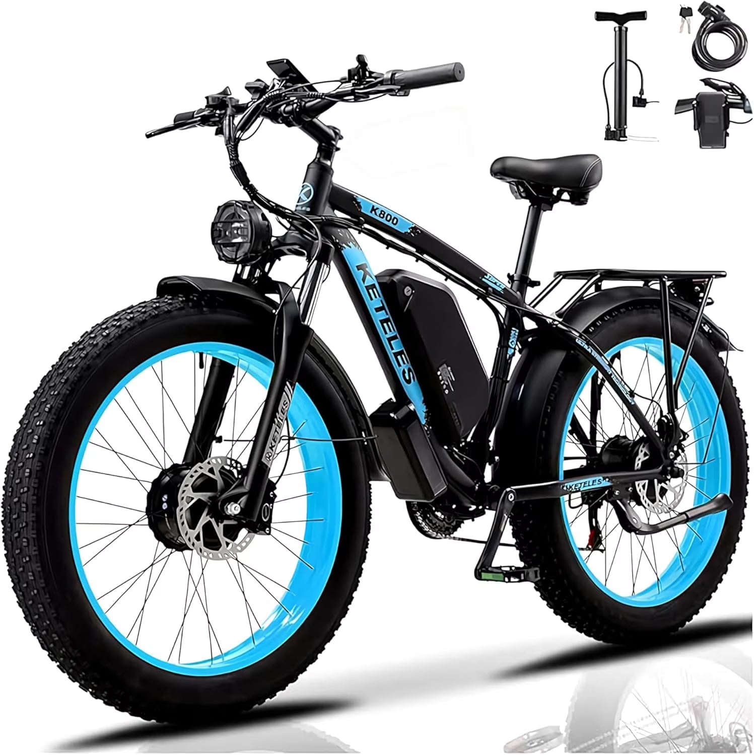 Electric Bike for Adults, Peak 4000W Dual Motor Ebike26" Fat Tire Electric Mountain bike, 48V 23AH Removable Battery UL 2849.