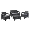 Corfu All Weather Resin 4 Piece Patio Conversation Set, Graphite