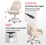 Home Office Chair Computer Chair with Mid-Back Upholstered Modern Tufted Computer Task Chair Swivel Height Adjustable Velvet Accent Chair.��White��