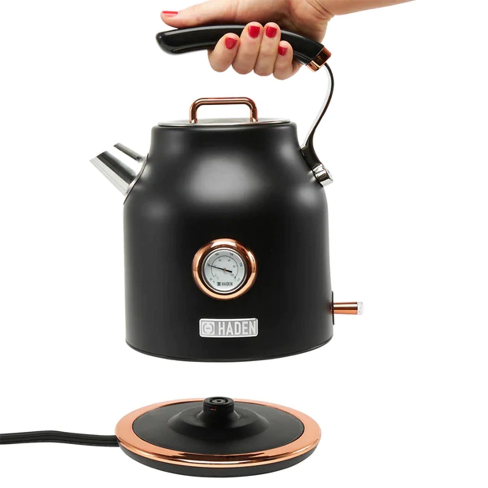 Haden Dorset 1.7 Liter Electric Water Kettle with Base, Putty & Chrome