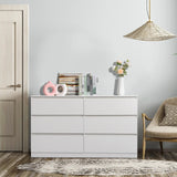 Ktaxon 6 Drawer Double Dresser Wood Dresser Storage Cabinet Drawer Organizer Chest Of Drawers, White