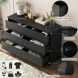 White Dressers Bedroom Dresser 6 Drawer Storage Chest of Drawers Double Dresser Storage Side Cabinet Room Furniture for Bedroom Living Room
