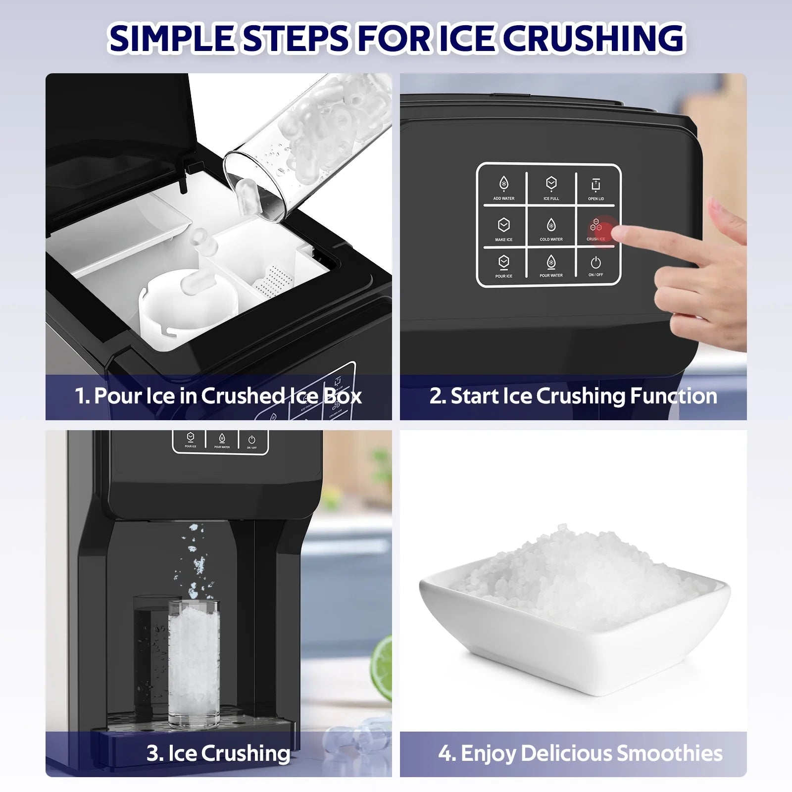 Advwin 3 in 1 Water Dispenser with Ice Maker Countertop, Bullet Ice, Crushed Ice, Water Cooler, 44Lbs/24H, 12 Ice Cube/6Min, Self-cleaning, 4Lbs Ice Storage, Home, Kitchen, Party, RV