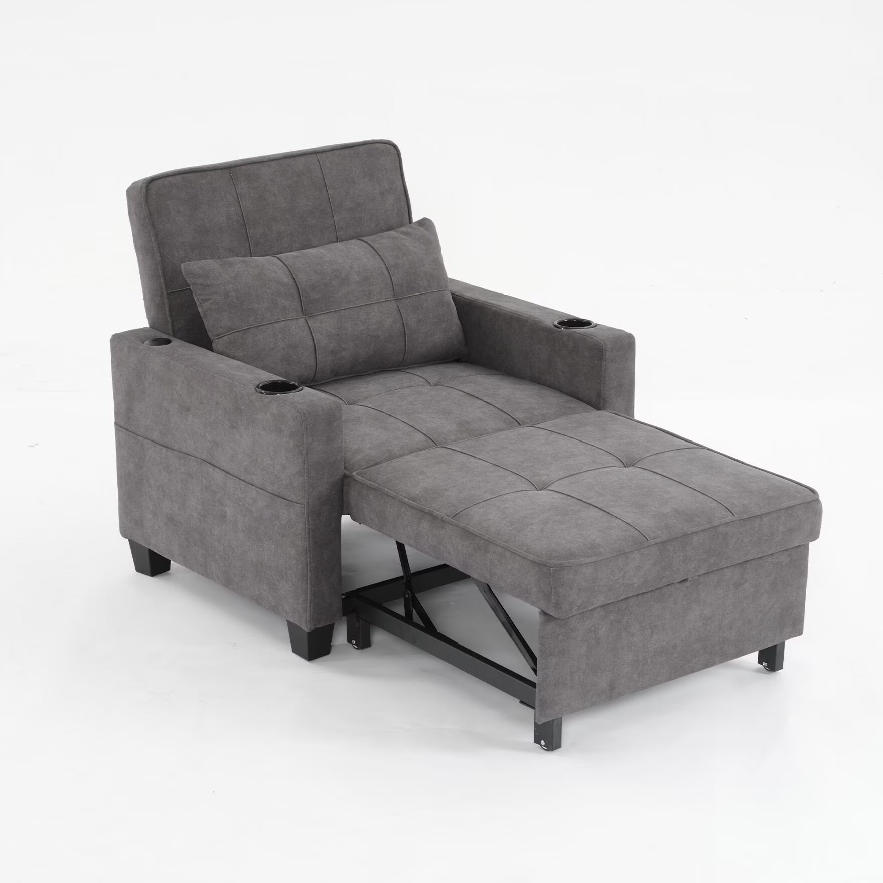 Convertible Futon Sofa Bed, 3-in-1 Multi-Functional Sleeper Chair Bed with USB Ports, Adjustable Backrest Recliner,for Living Room Bedroom Small Space, Tech Cloth, Dark Grey