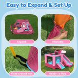 Mukidy 114''x 114'' x 92.5'' Inflatable Bounce Houses for Kids 3-10 with Blower Double Slide and Ball Pit/Indoor Bouncy House, PVC, Child, Teen, Toddler��Blue