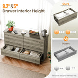 Ktaxon 6 Drawer Double Dresser Wood Dresser Storage Cabinet Drawer Organizer Chest Of Drawers, White