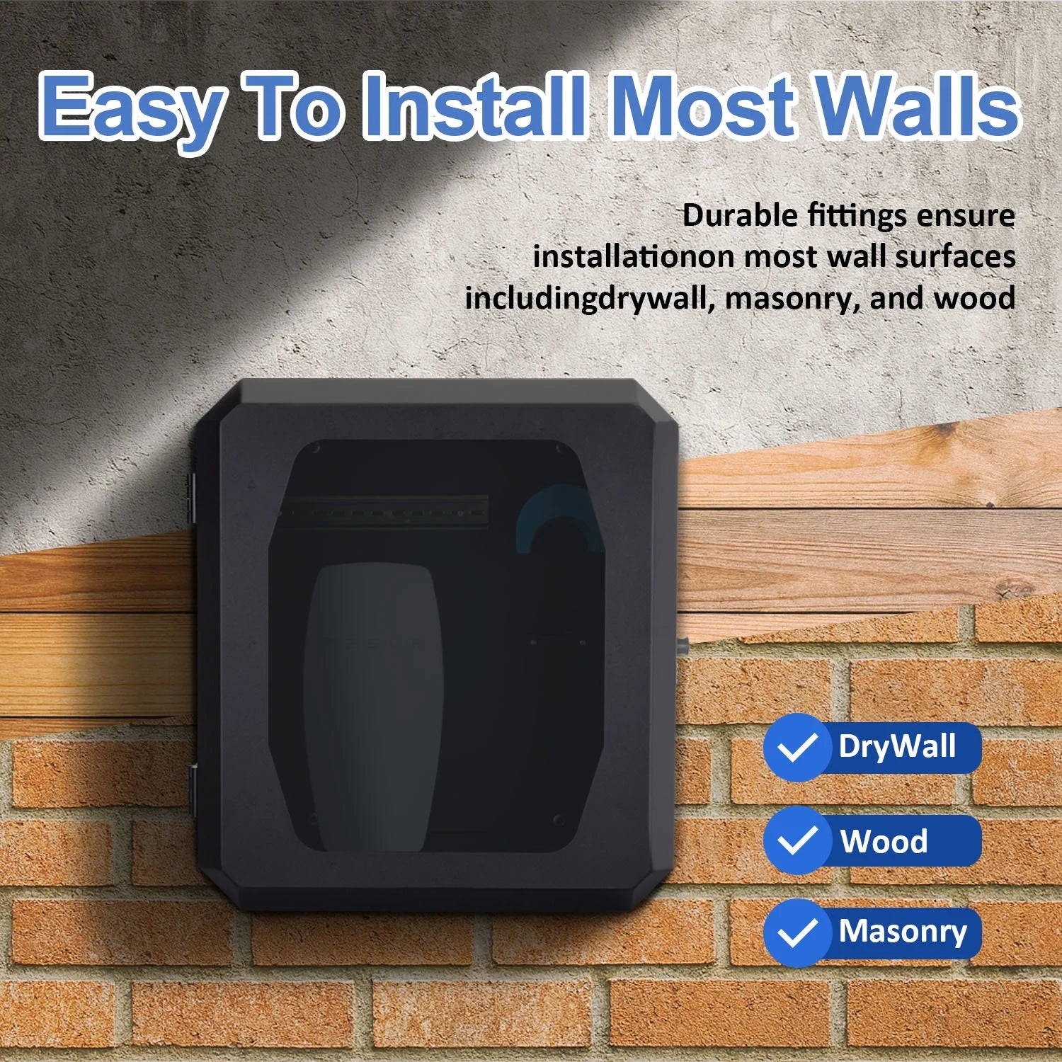 Wall-Mounted Charging Station Box for EV Car Charger Including Tesla Indoor/Outdoor WCharging Station Box (Dark Black)