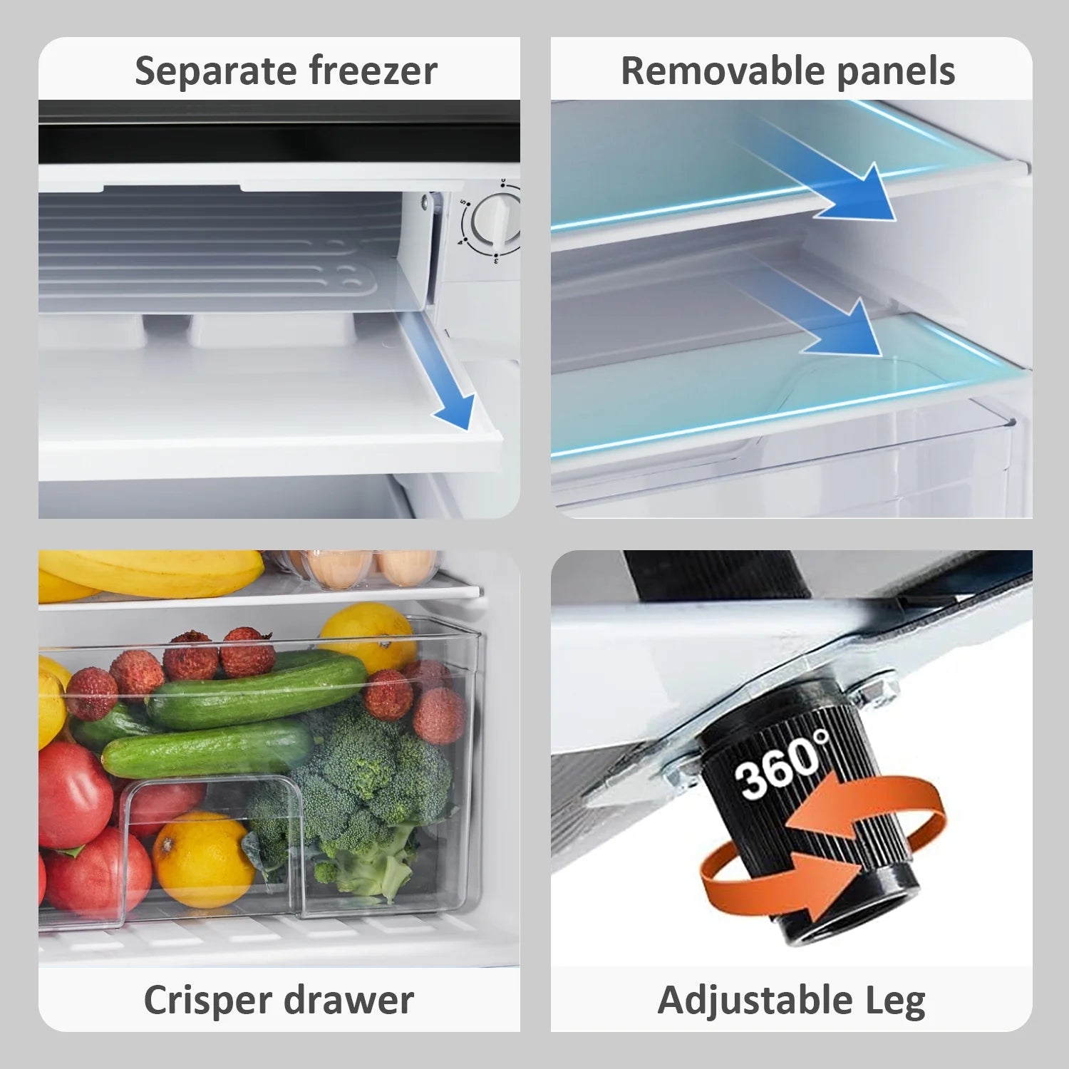 Beddle Mini Fridge with Freezer 3.2 Cu.ft Small Refrigerator for Dorm Bedroom, Compact Refrigerators Single Door Adjustable Thermostat Low Noise,Silver