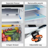 Beddle Mini Fridge with Freezer 3.2 Cu.ft Small Refrigerator for Dorm Bedroom, Compact Refrigerators Single Door Adjustable Thermostat Low Noise,Silver