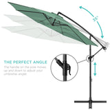 Best Choice Products 10ft Offset Hanging Outdoor Market Patio Umbrella w/ Easy Tilt Adjustment - Tan