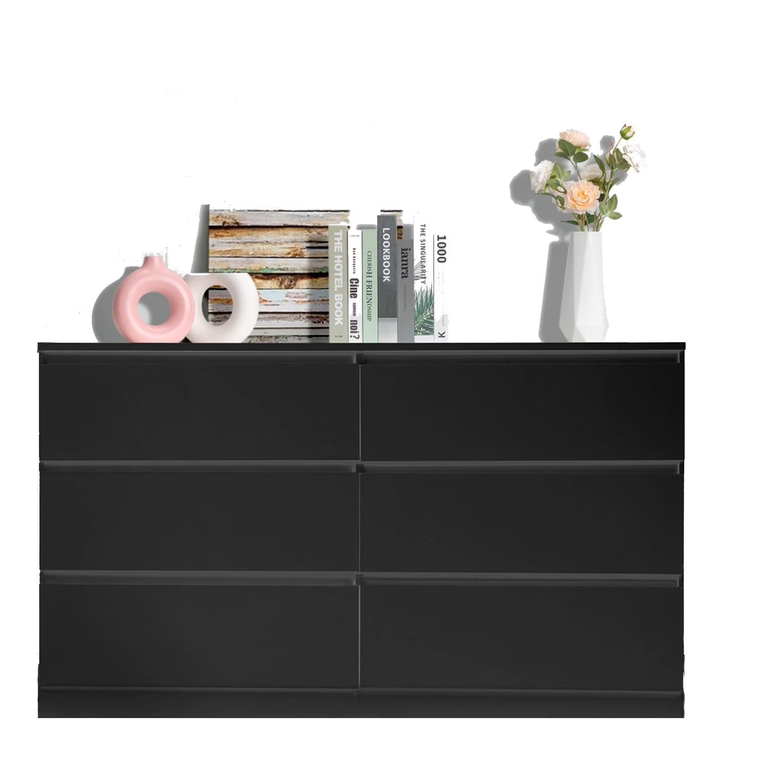 Ktaxon 6 Drawer Double Dresser Wood Dresser Storage Cabinet Drawer Organizer Chest Of Drawers, White