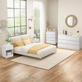 Ktaxon 6 Drawer Double Dresser Wood Dresser Storage Cabinet Drawer Organizer Chest Of Drawers, White