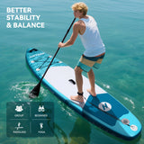 Hotsee 10' Inflatable Stand up Paddle Board 6'' Thick SUP Paddle Board with Accessories for Fishing, Non-Slip Deck, Double Action Pump