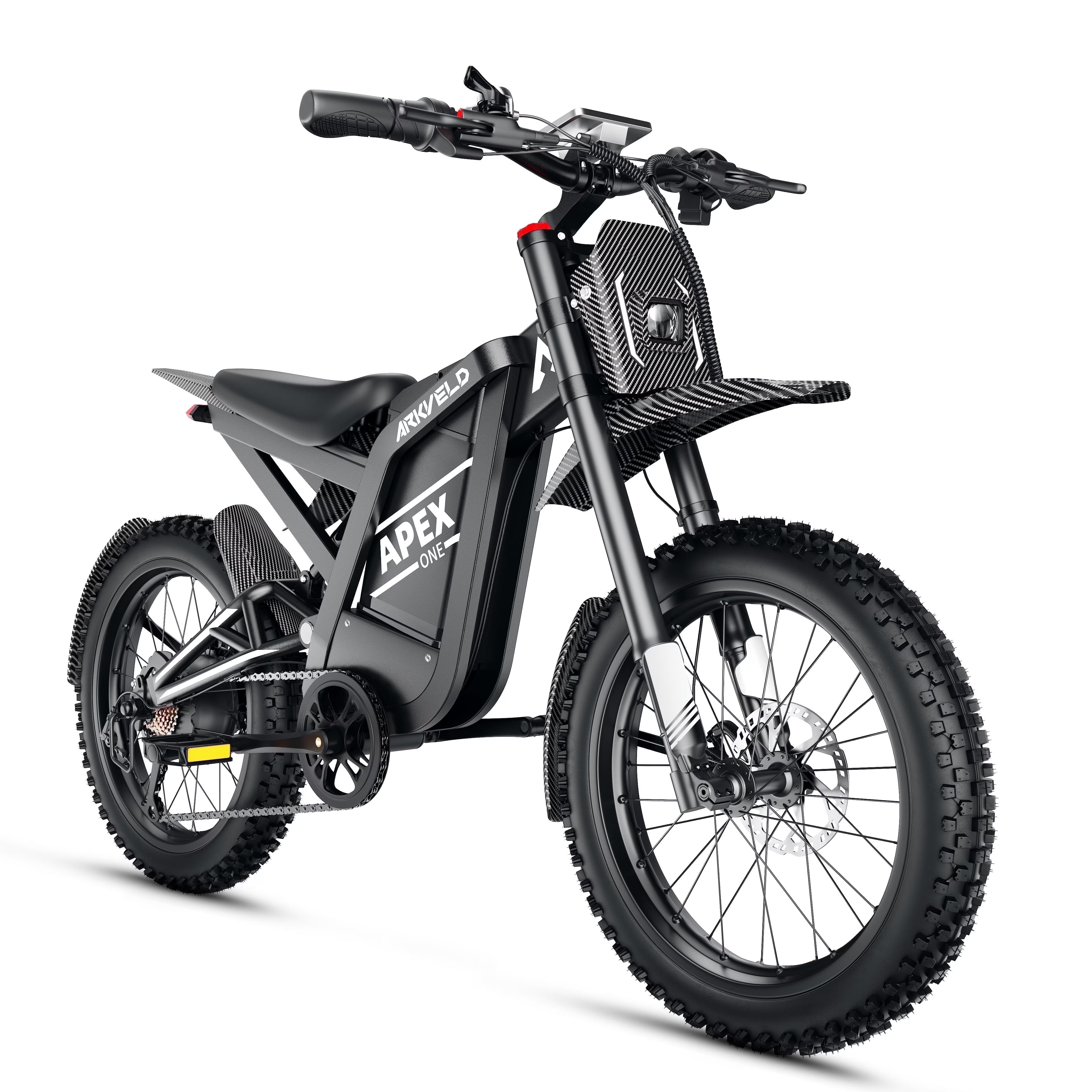 Electric Bike for Adults, Peak-3000W, Max 40MPH and 80Miles Electric Motorcycle,25" Fat Tire Dirt Bike, APEX1 7-Speed E-Bike，White