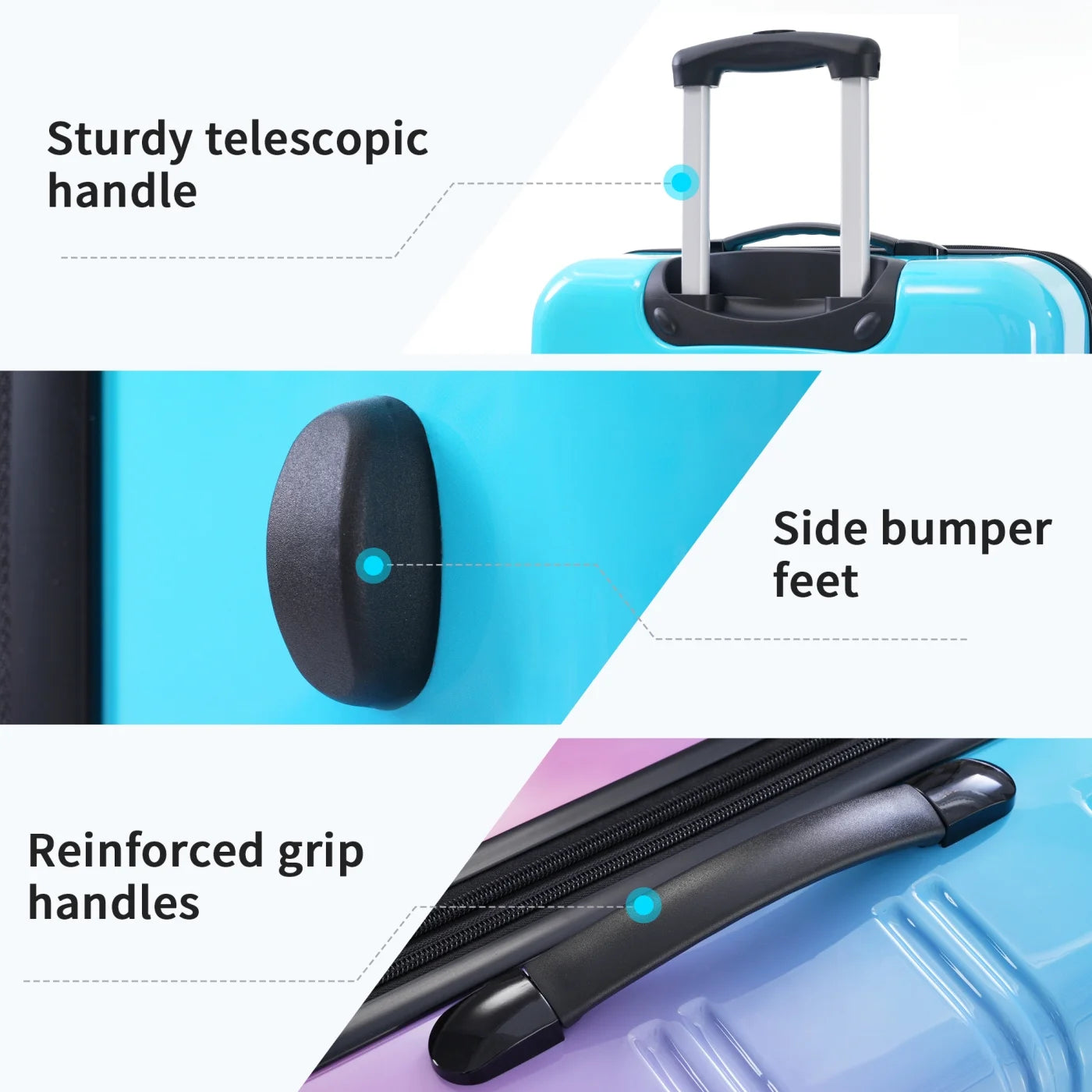 3 Piece Luggage Sets, Hard Shell Suitcase 20/24/28 Inches with TSA Lock and Spinner Wheels, Expandable Lightweight Travel Luggage for Men Women, Multicolor purple