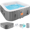 73 inch 4-6 Person Inflatable Hot Tub Spa with Control Panel, Outdoor Portable Hottub with 130 Jets, Insulated Tub Cover and Floor Protector, Temperature up to 104F, Gray