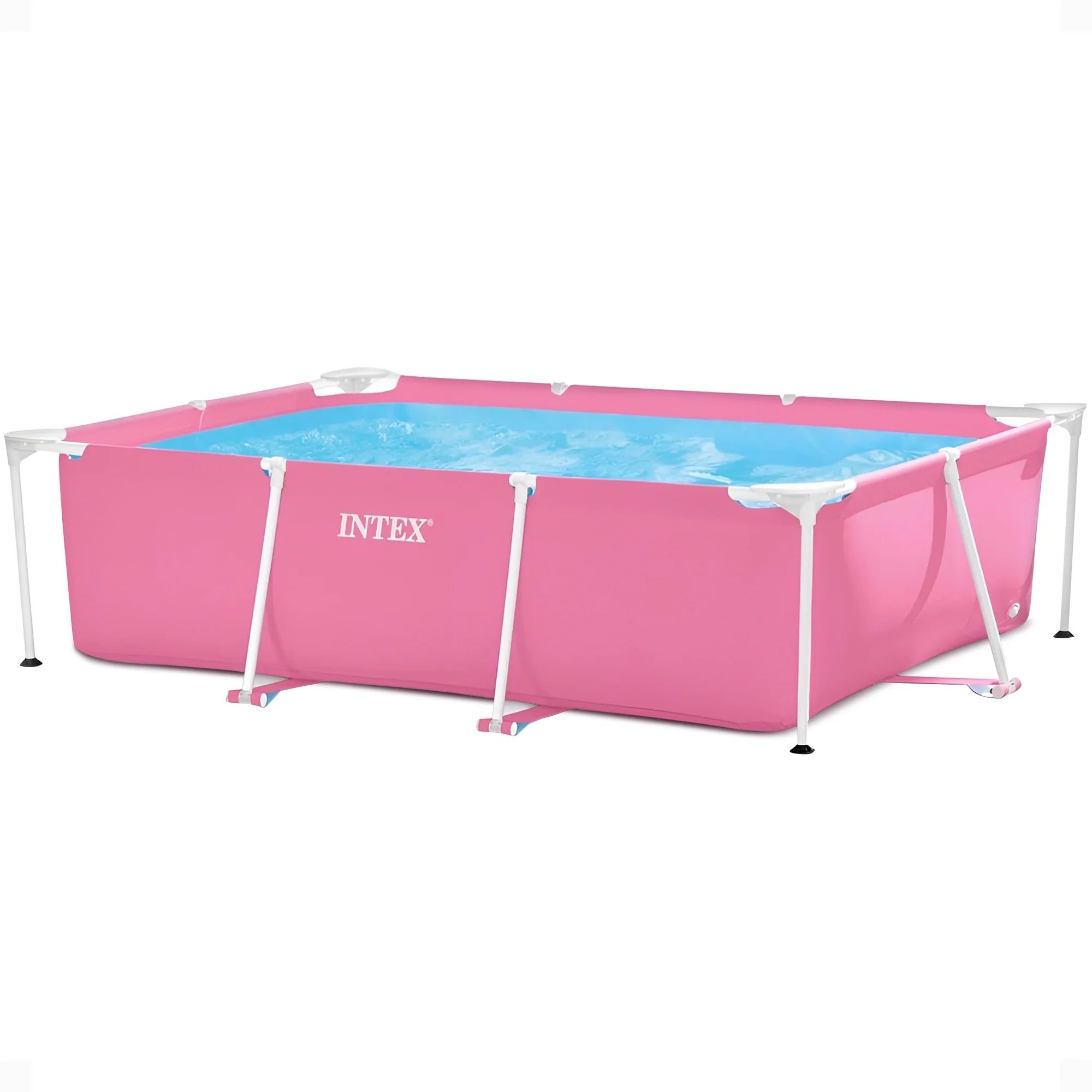 Open Box Rectangular Metal Frame 7ft x 23in Above Ground Swimming Pool, Pink
