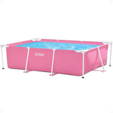 Open Box Rectangular Metal Frame 7ft x 23in Above Ground Swimming Pool, Pink