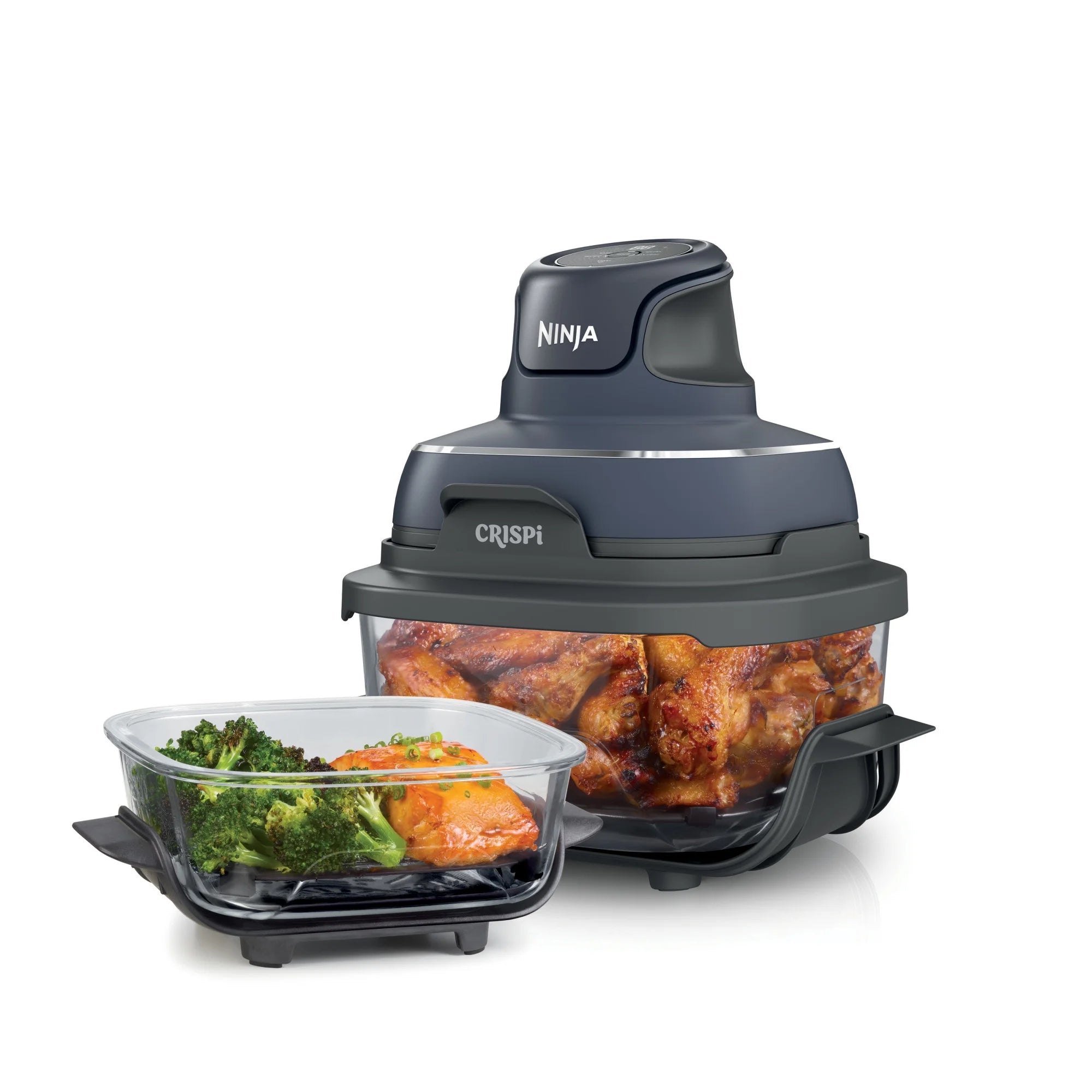 Ninja Crispi 4-in-1 Portable Glass Air Fryer Cooking System, 4-Qt & 6-Cup Containers, Cyberspace