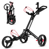 Foldable 3 Wheel Steel Golf Pull Push Cart Trolley Club w/ Umbrella Holder