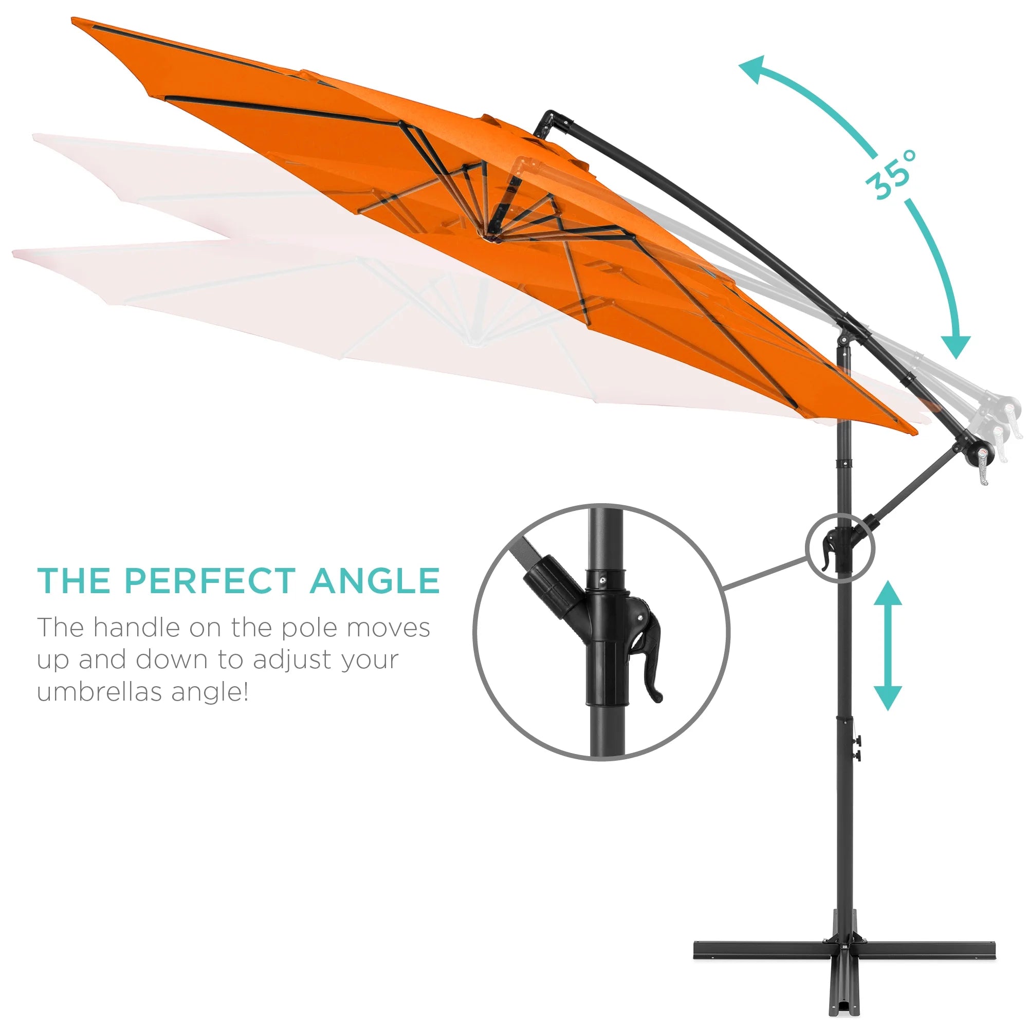 Best Choice Products 10ft Offset Hanging Outdoor Market Patio Umbrella w/ Easy Tilt Adjustment - Tan