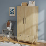 Armoire Wardrobe Closet, Closet Wardrobe Cabinet with Drawers and Hanging Rail for Bedroom, White