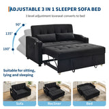 3 in 1 Convertible Sleeper Sofa Bed, Corduroy Futon Couches with Pull-Out Bed, Adjustable Backrest, Charging Port & Side Pockets, Modern Upholstered Sofa for Living Room, Guest Room