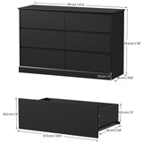 White Dressers Bedroom Dresser 6 Drawer Storage Chest of Drawers Double Dresser Storage Side Cabinet Room Furniture for Bedroom Living Room