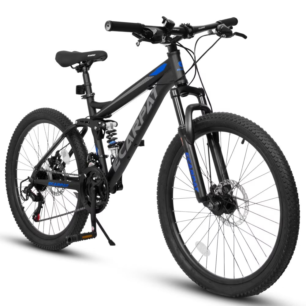 A2760 27.5 Inch Full Suspension Mountain Bike, Front and Rear Dual Shock Absorbers, Mechanical Disc Brakes, 21-Speed, Suitable for Men and Women, Ideal for Travel and Fitness Enthusiasts
