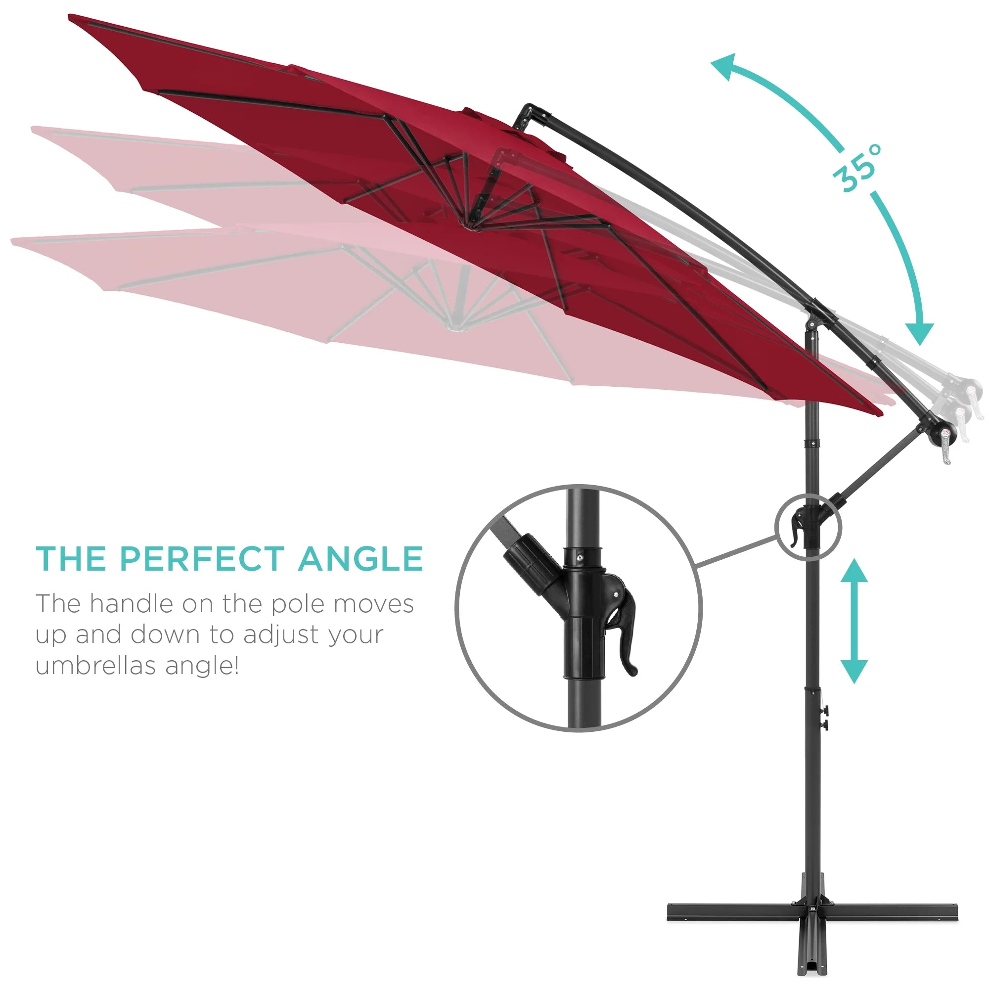 Best Choice Products 10ft Offset Hanging Outdoor Market Patio Umbrella w/ Easy Tilt Adjustment - Tan