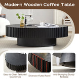 FFH 43.7 inch Oval Coffee Table for Living Room,Handcraft Rustic Corner Coffee Table Nature Wood Relief Sturdy Pedestal for Apartmen,Side Table Centre Table,Nature Wood
