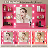 Lacoo Vanity Desk with Mirror and LED Lights, Makeup Vanity with 7 Drawers & 4 Shelves, Vanity Table with Power Outlet for Bedroom Dressing Room, White