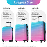 3 Piece Luggage Sets, Hard Shell Suitcase 20/24/28 Inches with TSA Lock and Spinner Wheels, Expandable Lightweight Travel Luggage for Men Women, Multicolor purple