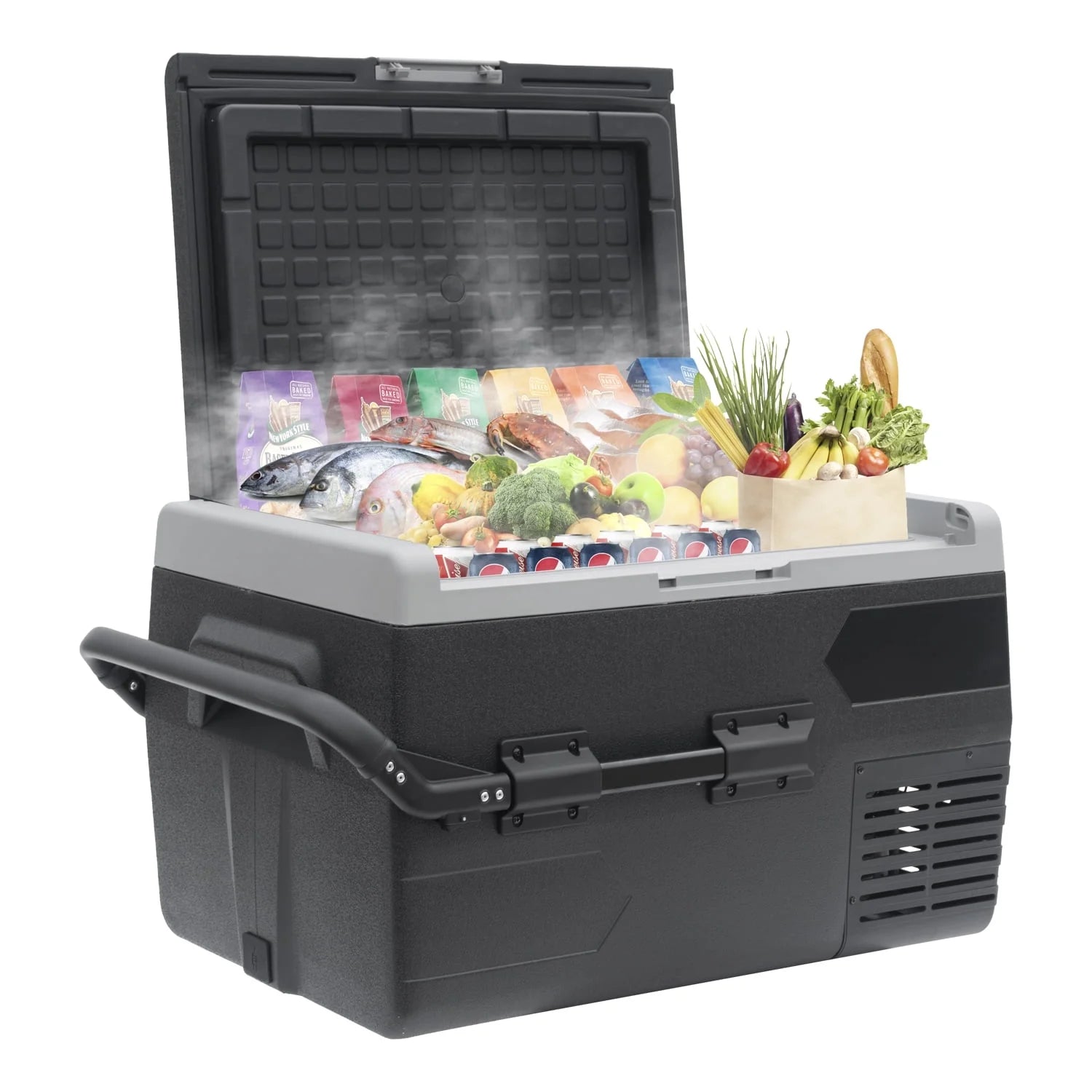 Smad 50L Camping Mini Fridge Freezer 12V/24V Car Fridge, Quiet Electric Compressor Cool Box