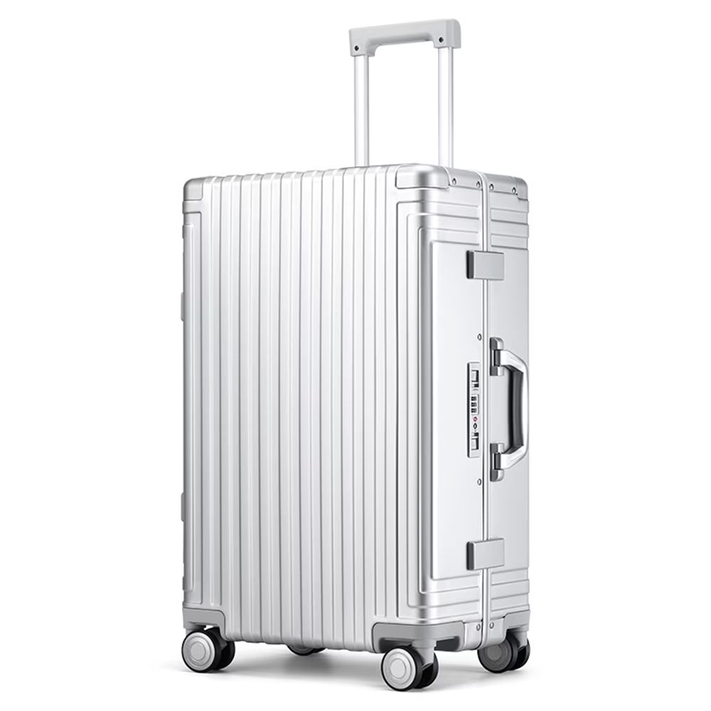 All Aluminum Hardshell Luggage, Airline Approved Zipperless Hardside Carry on Suitcase with Spinner Wheels, Checked Aluminium Luggage Metal Rolling Luggage Case for Travel, Business