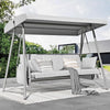 Oversized 4 Person Outdoor Porch Swing with Adjustable Backrest Canopy,2-in-1 Swing Bed 800 lbs Capacity,Patio Swing with Removable Cushions for Yard Garden Poolside Balcony