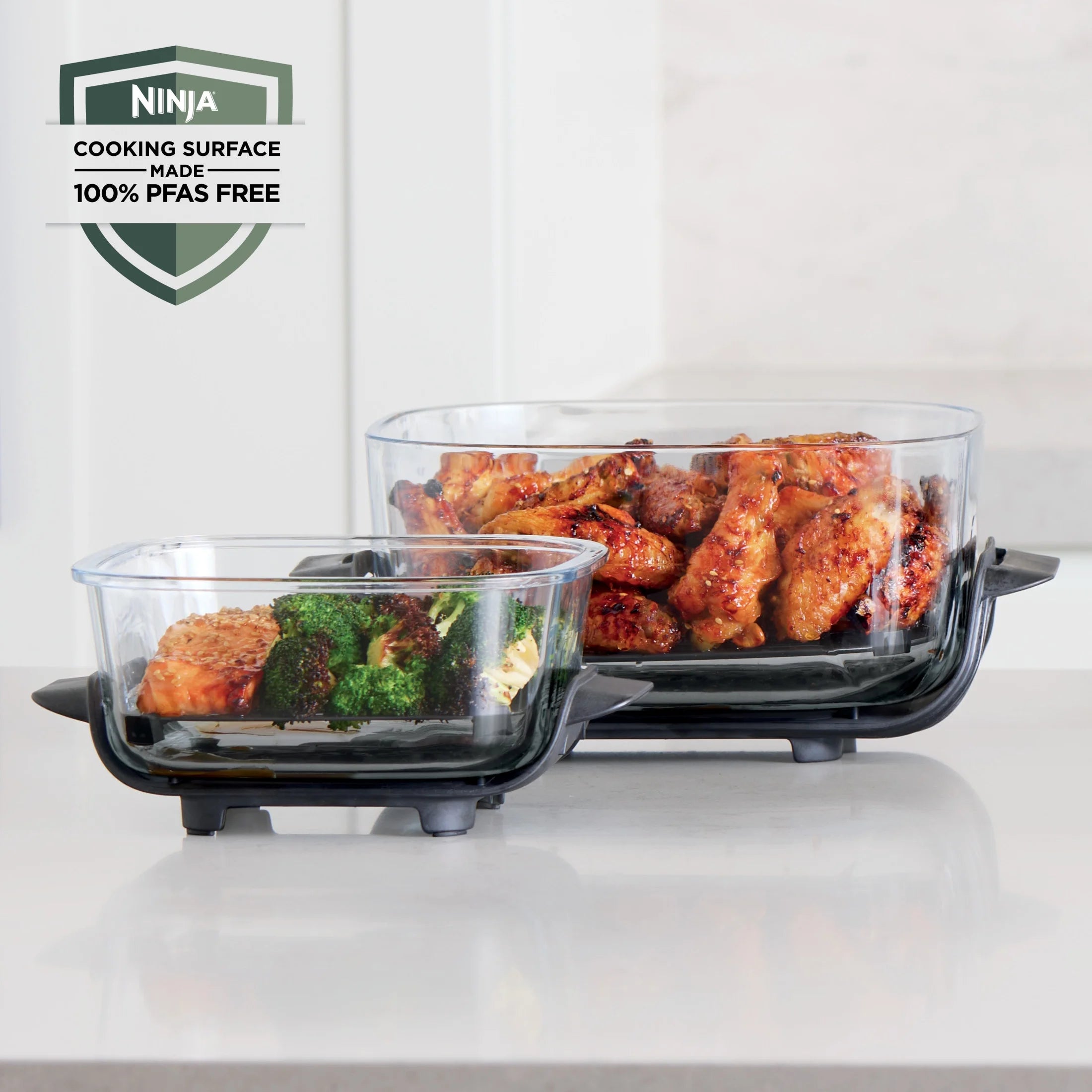 Ninja Crispi 4-in-1 Portable Glass Air Fryer Cooking System, 4-Qt & 6-Cup Containers, Cyberspace