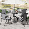 5-Piece Outdoor Patio Dining Table Set with 4 Stackable Textilene Chairs for for Patio, Lawn, Garden, Gray